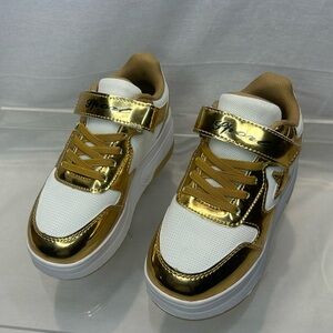 Kids Gold and White Sneakers